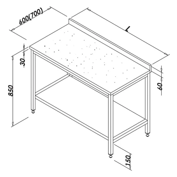 Öztiryakiler Çalışma Tezgahı Mermer Tablalı Taban Raflı 140x80 Cm ürün görseli