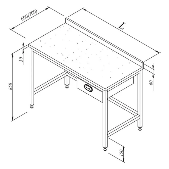 Öztiryakiler Çalışma Tezgahı Mermer Tablalı Taban Rafsız Tek Çekmeceli 160x80 Cm ürün görseli