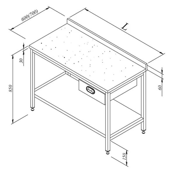 Öztiryakiler Çalışma Tezgahı Mermer Tablalı Taban Raflı Tek Çekim 140x70 Cm ürün görseli
