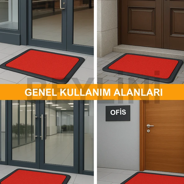 Beylini Dezenfektan Hijyen Paspası Dış Kapı Ev Ofis Apartman Giriş Halısı Kıvırcık Paspas Kaydırmaz Havuzlu Kırmızı - 3