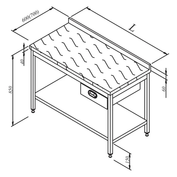 Öztiryakiler Çalışma Tezgahı Polietilen Tab. Taban Raflı Tek Çekmeceli 140x70 Cm ürün görseli 1