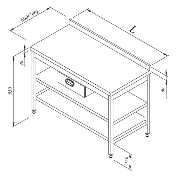 Öztiryakiler Çalışma Tezgahı Ara Raflı Tek Çekmeceli Sırtlı 140x70 Cm ürün görseli