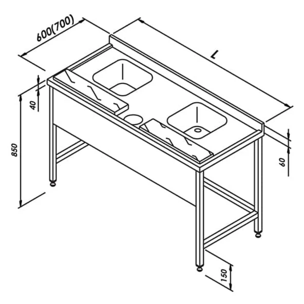 Öztiryakiler Balık Hazırlık Tezgahı, 180x70 Cm ürün görseli