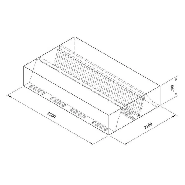 Öztiryakiler Kutu Tipi Çift Cidarlı Filtreli Orta Tip Davlumbaz, 250x250 Cm ürün görseli 1