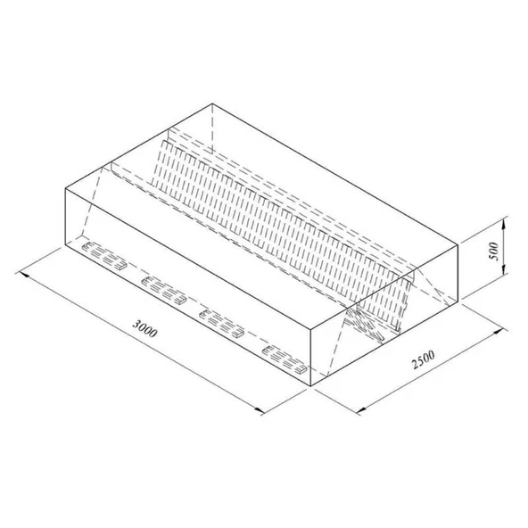 Öztiryakiler Kutu Tipi Çift Cidarlı Filtreli Orta Tip Davlumbaz, 300x250 Cm ürün görseli