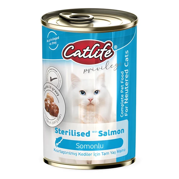 Catlife Somonlu Sterilised Kısırlaştırılmış Konserve Kedi Maması 400gr ürün görseli 1