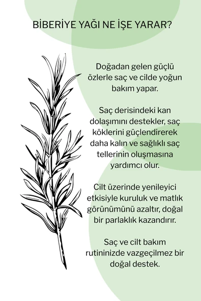 Biberiye Yağı | Saç Bakım Yağı – Saç Dökülmesine Karşı, Hızlı Uzama, Yoğun Onarım - 4