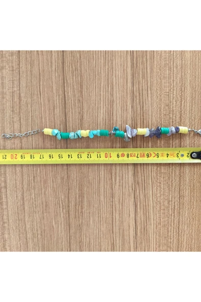 AtaRoots Turkuaz Taş Çipleri ve Renkli Heishi Boncuk Bileklik - 12589 - 3