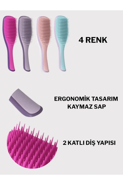 Islak Saç Açıcı Tarak Lila&su Yeşili - 2