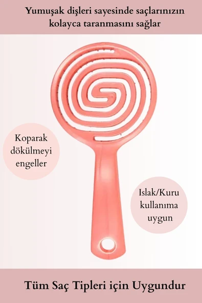 3 Boyutlu Pembe Profesyonel Saç Fırçası - 2