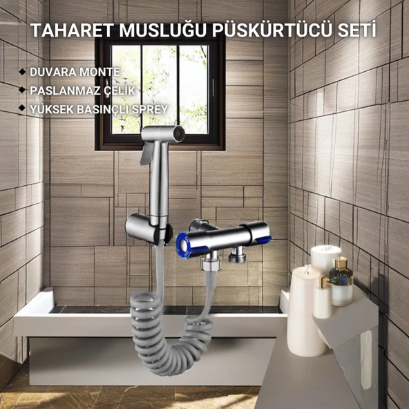 Polham Paslanmaz Çelik Spiral Hortumlu Musluk Çoğaltıcı Tüm Musluklara Uyumlu, Banyo, Tuvalet, Musluk Çoğaltıcı - 2