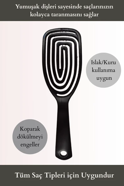 3 Boyutlu Siyah Profesyonel Saç Fırçası - 2