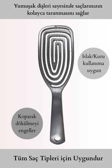 3 Boyutlu Gri Profesyonel Saç Fırçası - 2