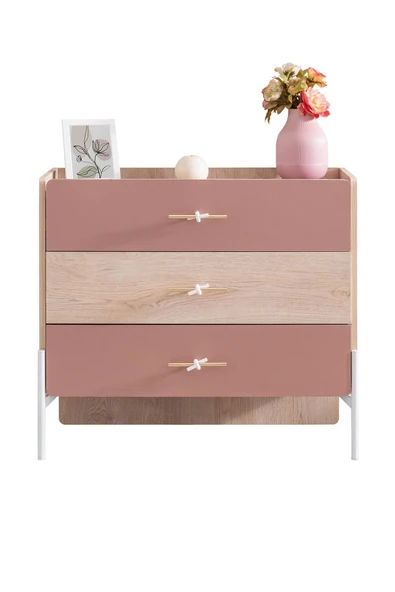 Rosetta Genç Odası - 3 Kapılı Dolap, Karyola, Komodin, Şifonyer - Resim 4