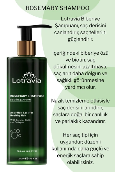 Biberiye Şampuanı | Saç Dökülmesine Karşı | Biotin, Keratin ve Kolajen İçerikli 250 ml - 3