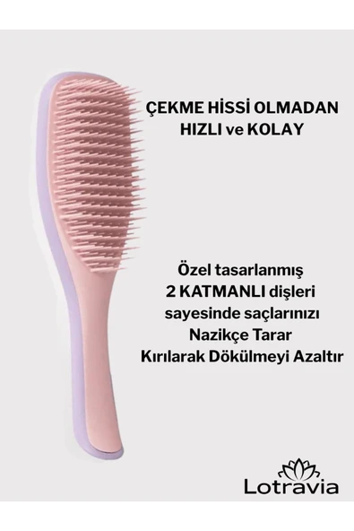Islak Saç Açıcı Tarak Lila&toz Pembe - 1