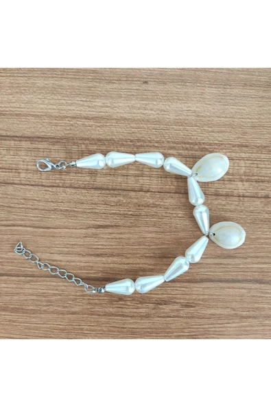 AtaRoots Doğal Deniz Kabuğu (Cowrie) ve İnci Görünümlü Boncuk Bileklik - 576 ürün görseli