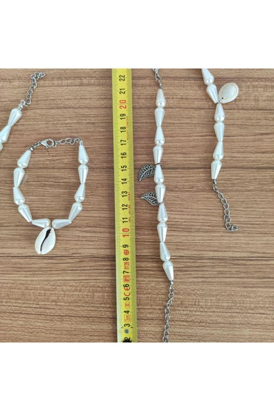 AtaRoots Doğal Deniz Kabuğu (Cowrie) ve İnci Görünümlü Boncuk Bileklik - 579 - 1