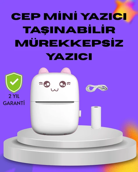Kablosuz Mini Cep Yazıcısı Bluetooth Destekli 1200mAh Bataryalı - 1