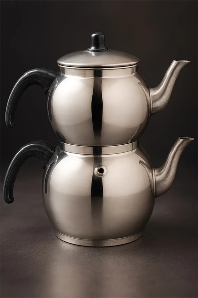 Alüminyum Küre Çaydanlık Büyük Boy Siyah Kulp - 4