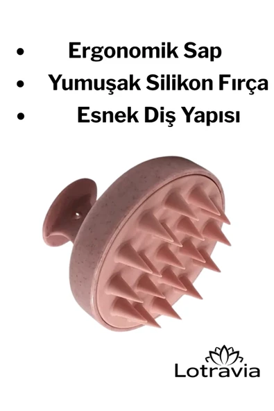 Yumuşak Silikon Saç Yıkama Fırçası / Saç Masaj Şampuan Duş Fırçası (PEMBE) - 1