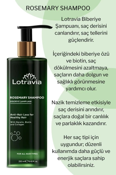 Biberiye Şampuanı | Saç Dökülmesine Karşı | Biotin, Keratin ve Kolajen İçerikli 250 ml - 2