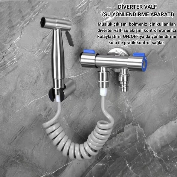 Polham Paslanmaz Çelik Spiral Hortumlu Musluk Çoğaltıcı Tüm Musluklara Uyumlu, Banyo, Tuvalet, Musluk Çoğaltıcı - 5