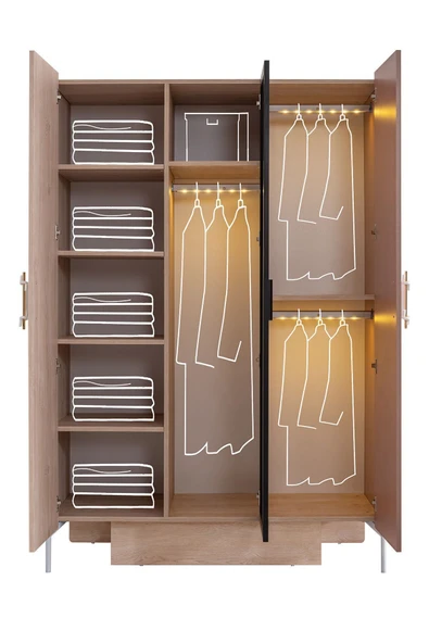 Rosetta Genç Odası - 3 Kapılı Dolap, Karyola, Komodin, Şifonyer - Resim 3