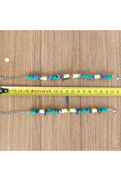 AtaRoots Doğal Sodalit Taşı  Heishi Boncuklu Bohem Yazlık Bileklik - 12591 - 1