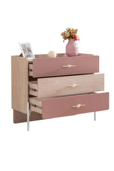 Rosetta Genç Odası - 3 Kapılı Dolap, Karyola, Komodin, Masa, Şifonyer - Resim 6