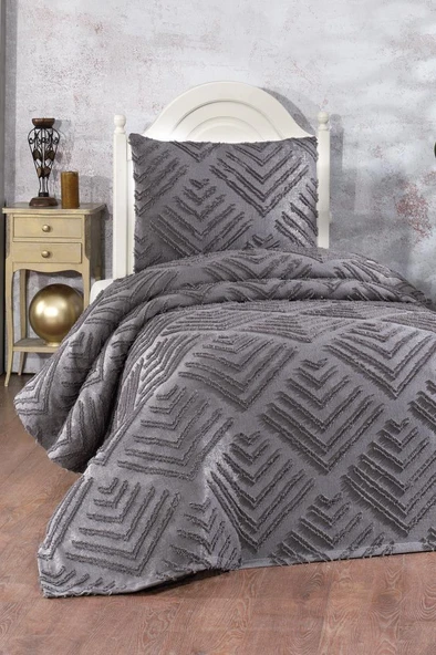 Çeyiz Diyarı Pine 2 Parça Tek Kişilik Pike Takımı Antrasit ürün görseli