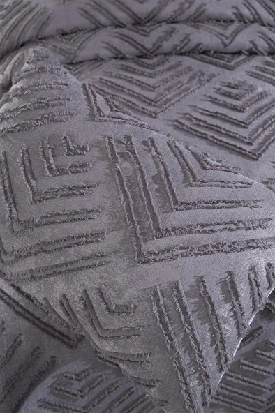 Çeyiz Diyarı Pine 2 Parça Tek Kişilik Pike Takımı Antrasit - Resim 7