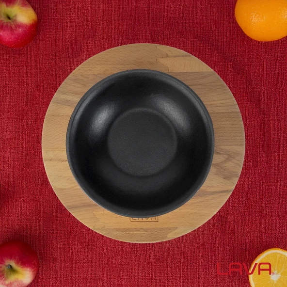 Lava Döküm Yuvarlak Çorba Kasesi ve Kayın Servis Ahşabı. Çap(Ø)14cm. - 7