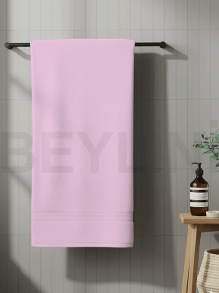 Beylini Banyo Havlu Takımı Yüksek Emici Yumuşak Banyo Hamam Vücut Plaj Havuz Sahil Havlusu Çeyizlik  Pembe 70x140cm - 3