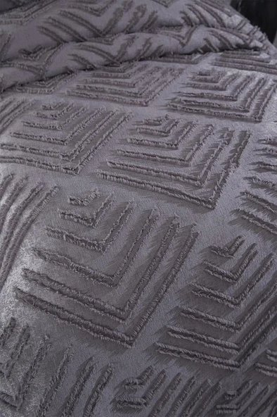 Çeyiz Diyarı Pine 2 Parça Tek Kişilik Pike Takımı Antrasit - Resim 4