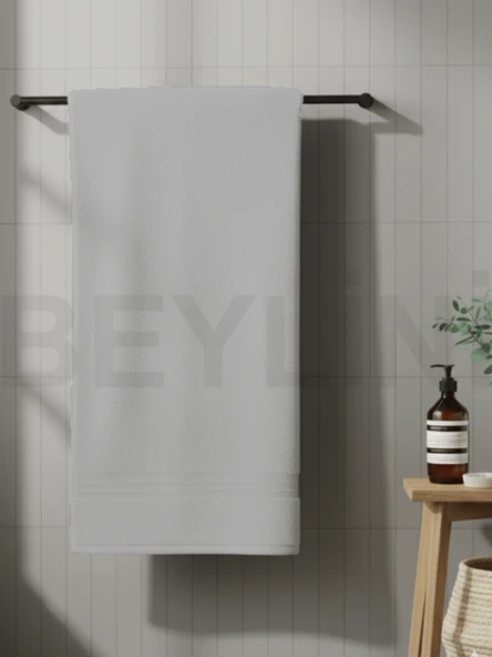 Beylini Banyo Havlu Takımı Yüksek Emici Yumuşak Banyo Hamam Vücut Plaj Havuz Sahil Havlusu Çeyizlik Gri 70x140cm - 3