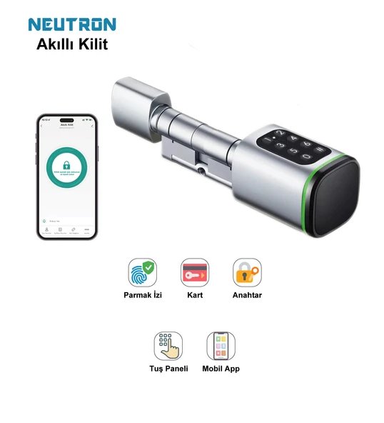 Neutron NTL-SC-02FKPW Parmak Izi, Anahtarlı, Tuşlu, Kartlı ve Uzaktan Kontrollü Akıllı Kapı Kilidi - 2