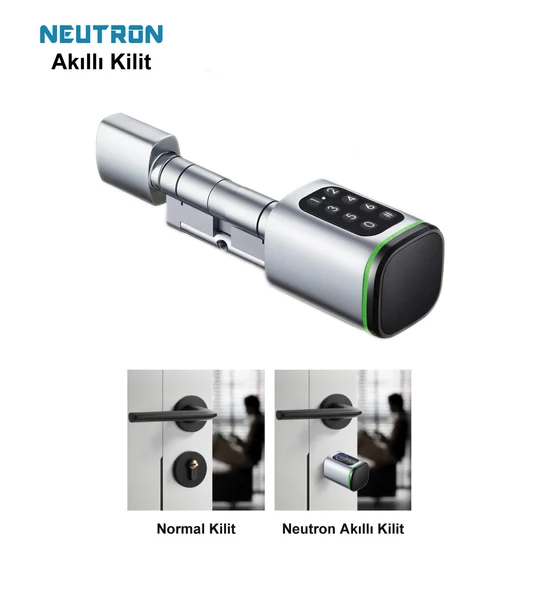 Neutron NTL-SC-02FKPW Parmak Izi, Anahtarlı, Tuşlu, Kartlı ve Uzaktan Kontrollü Akıllı Kapı Kilidi - 3