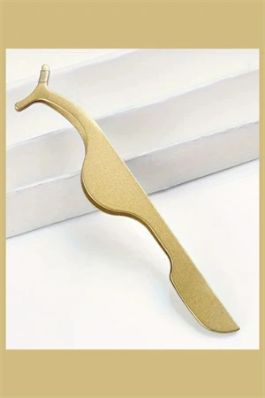 Profesyonel Paslanmaz Çelik Kirpik Cımbızı – Sahte Kirpik Uygulama Aracı, Hassas ve Kolay Kullanım, Altın Renk - Resim 2