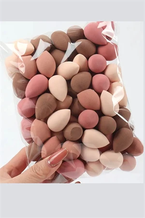 10'lu Kahve Tonlarında Mini Makyaj Süngeri Seti – Fondöten, Pudra, Kontür ve Harmanlama İçin Islak/Kuru Kullanıma Uygun (Rastgele Tonlar) - Resim 3