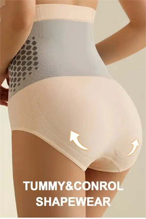 Kadın Yüksek Bel Şekillendirici Karın Kontrol Şortu – Geometrik Desenli, Kalça Kaldırma & Duruş Düzeltici - Resim 4