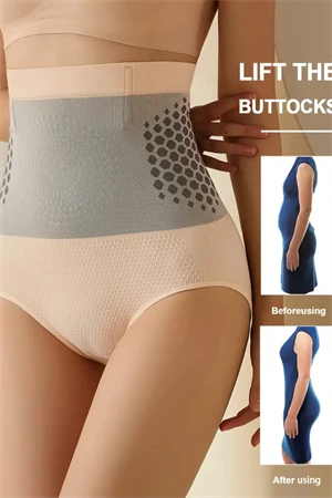 Kadın Yüksek Bel Şekillendirici Karın Kontrol Şortu – Geometrik Desenli, Kalça Kaldırma & Duruş Düzeltici - Resim 2