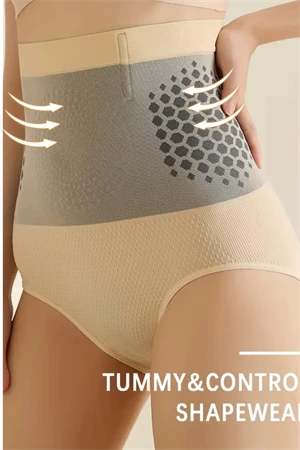 Kadın Yüksek Bel Şekillendirici Karın Kontrol Şortu – Geometrik Desenli, Kalça Kaldırma & Duruş Düzeltici - Resim 3