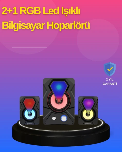2.1 Kanal RGB LED Oyun Hoparlörü Subwoofer Destekli ürün görseli 1