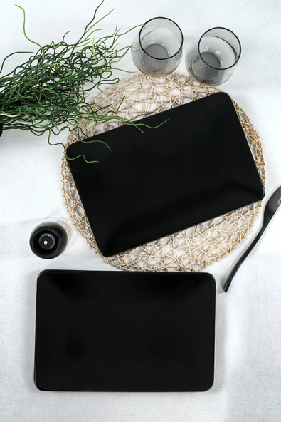 Keramika Mat Siyah Siera Kayık Tabak 31 Cm 2 Adet - Resim 2