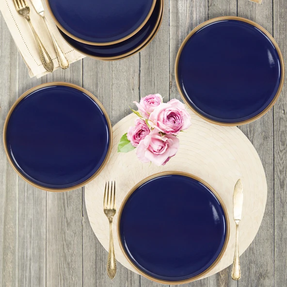Keramika Nordic Gold Kobalt Pasta Tabağı 22 Cm 6 Adet - 2