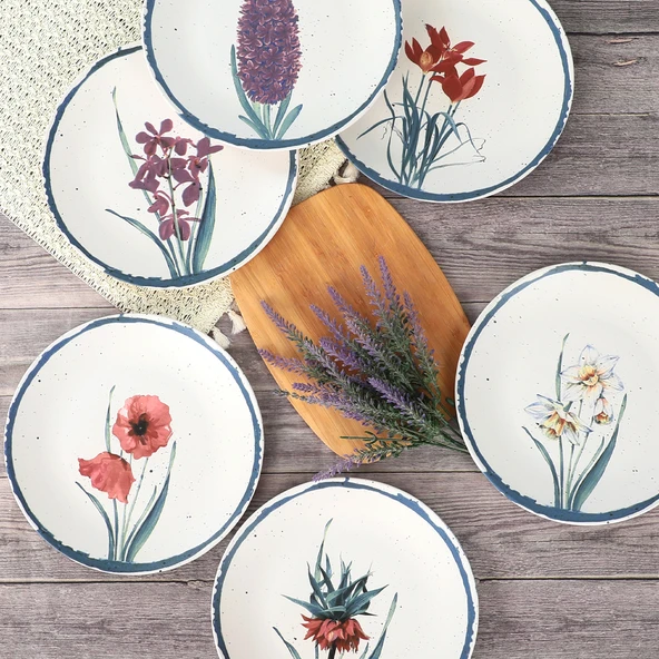Keramika Keraart Anatolian Flowers Servis Tabağı 25 Cm 6 Adet - 20256/61 - 3