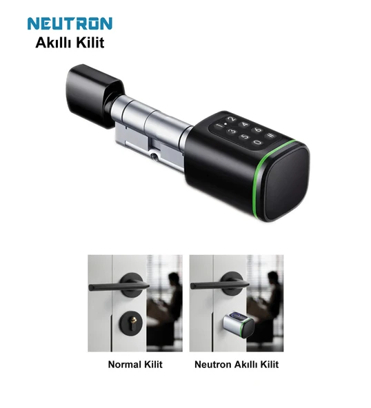 Neutron NTL-SC-02FKPB Parmak Izi, Anahtarlı, Tuşlu, Kartlı ve Uzaktan Kontrollü Akıllı Kapı Kilidi - 3