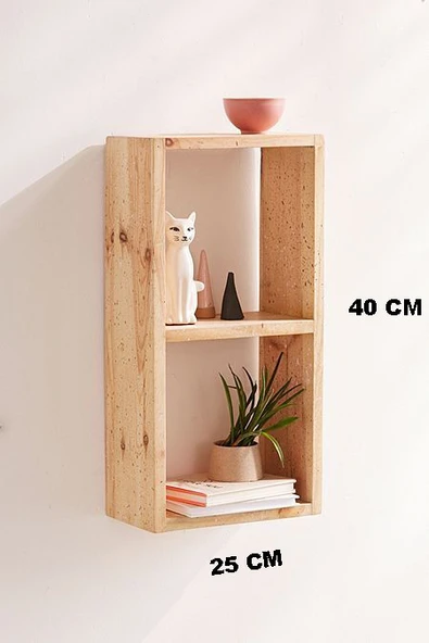 Doğal Ahşap Çok Amaçlı Raf, Kitaplık, Çiçeklik,banyo Rafı DRK703 - 2