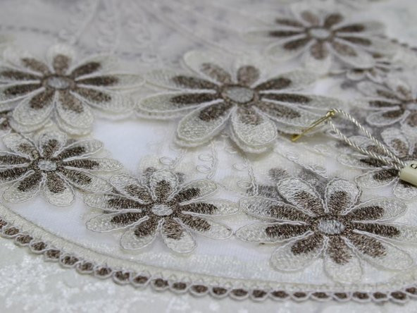 Aryen Kadife Kordone 5 Parça Salon Takımı Krem Koyu Kahve - 2